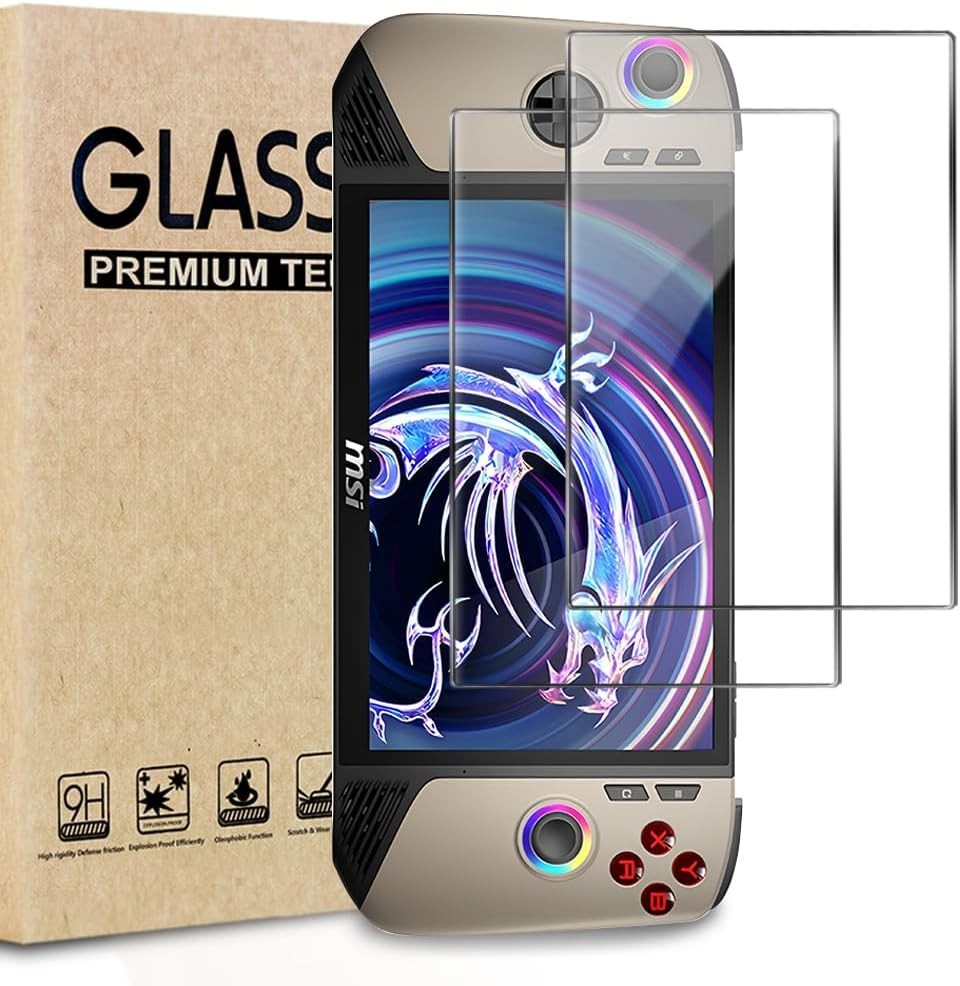 2-Pack MSI Claw 8 AI+ Tempered Glass Screen Protector - 9H Anti-Scratch & Bub...