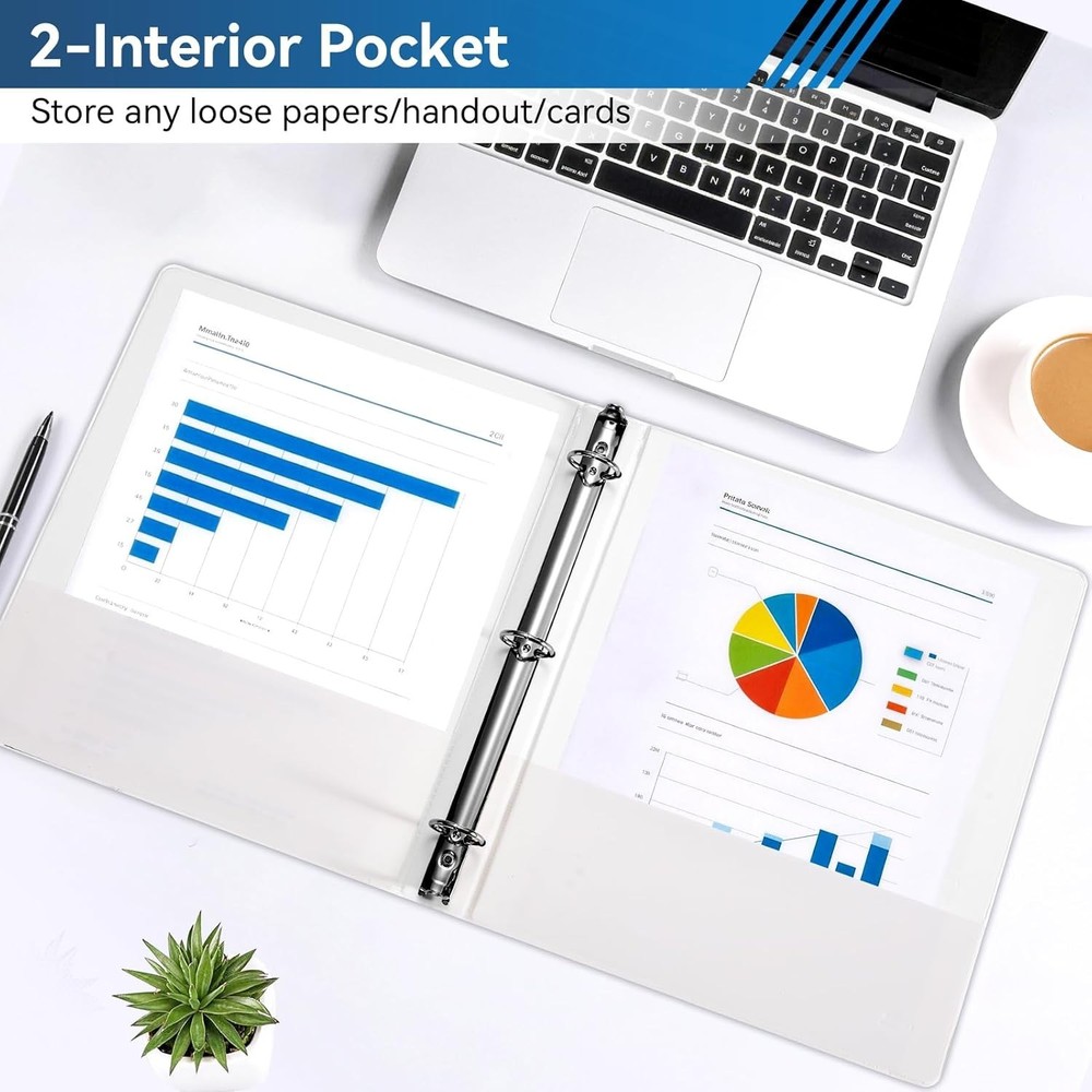 1-inch 3 Ring Binder with 2 Interior Pockets, 1''Durable Binders Holds Lette...