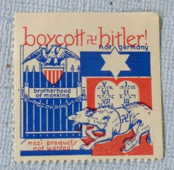 WWII Boycott Hitler not Germany Cinderella stamp