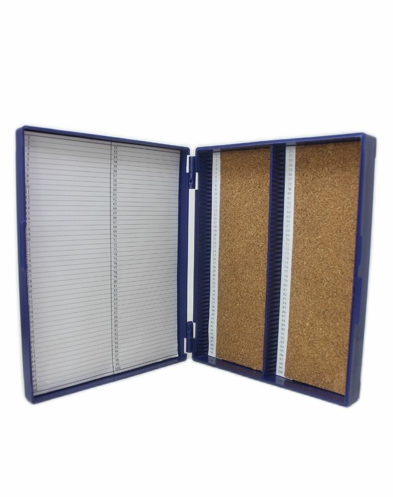 Globe Scientific 513079B ABS Plastic Cork Lined Slide Storage Box