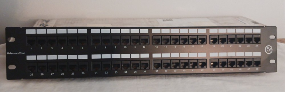 HellermannTyton 48 Port Patch Panel, 2U, Black. NEW. Free Shipping