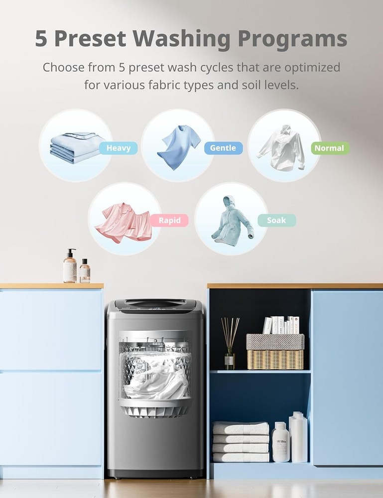 Comfee 0.9 cu.ft Portable Washing Machine - Full-Automatic Compact Washer