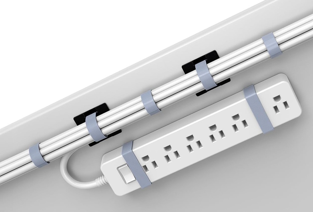 Under-Desk Cable Management Straps Adhesive Heavy-Duty Reusable Hook  Loop