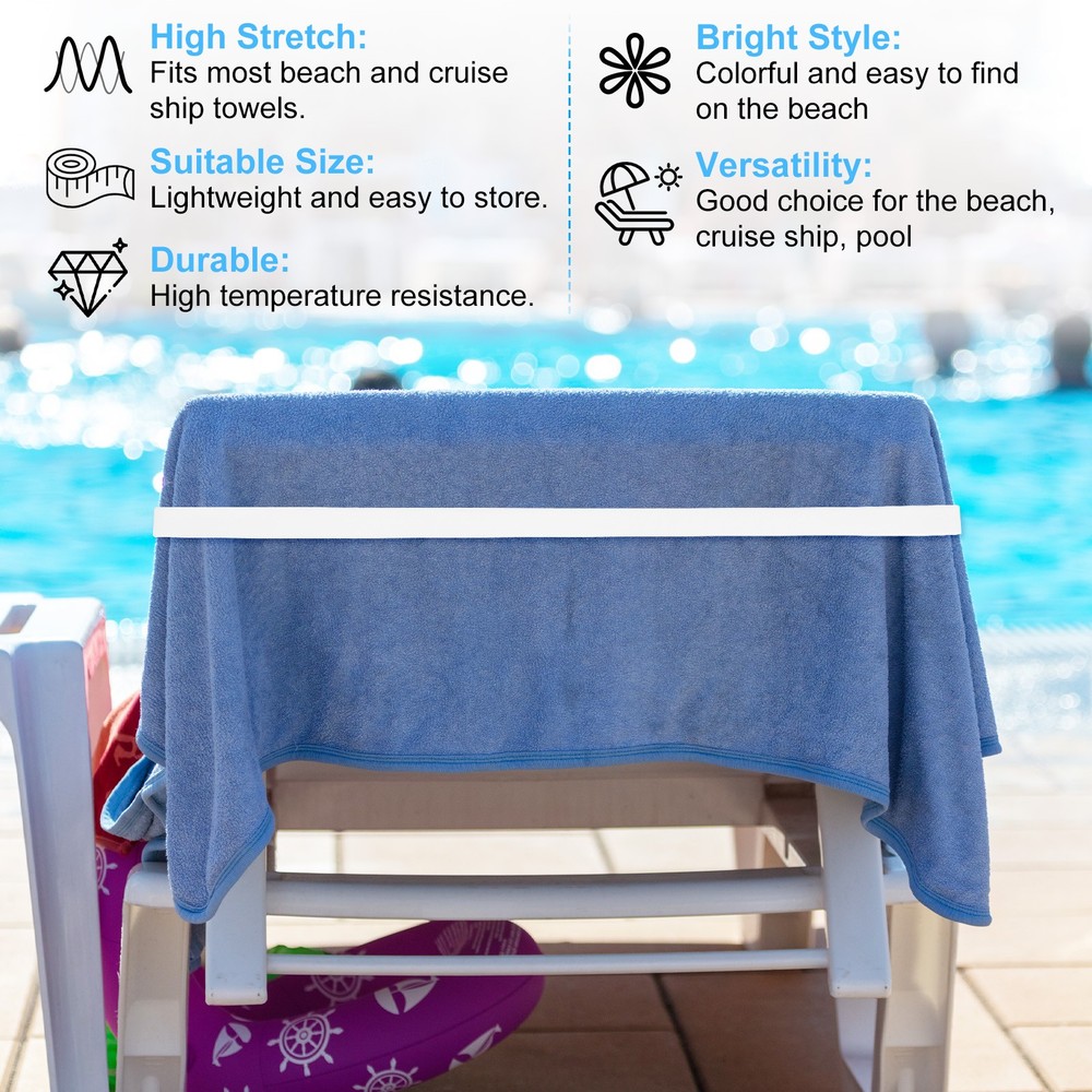 6-Pack Towel Bands for Beach Chairs[White]
