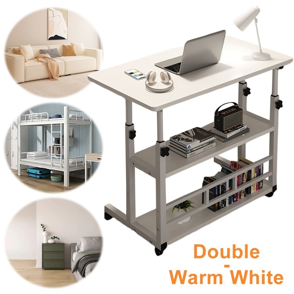 Portable Rolling Computer Desk Adjustable Height Mobile Stand Up Desk with Shelf