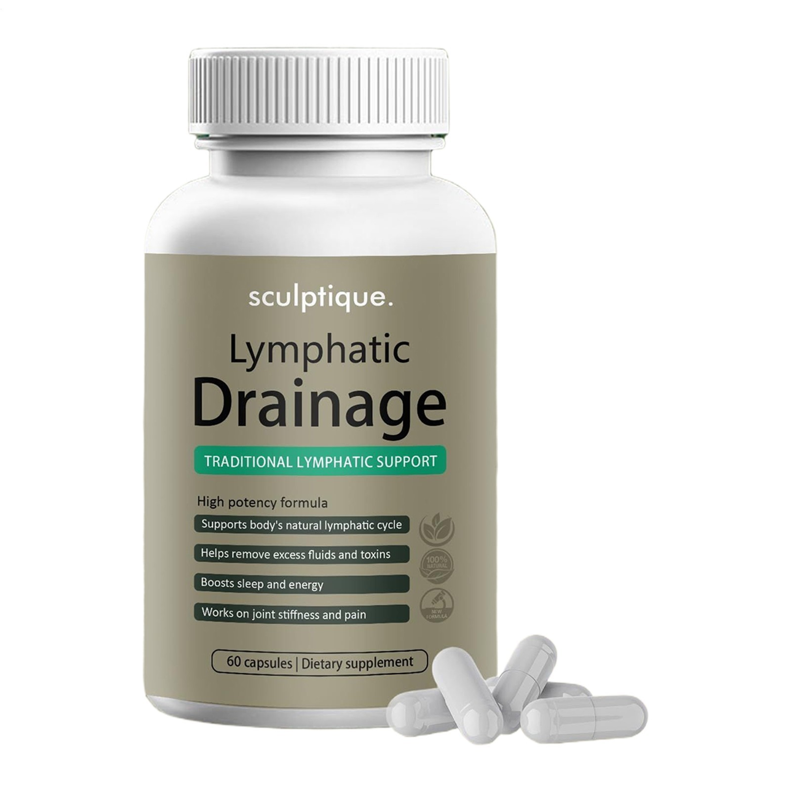 Sculptique Lymphatic Drainage Capsules- Supports Cellulite Reduction, 60 Capsule