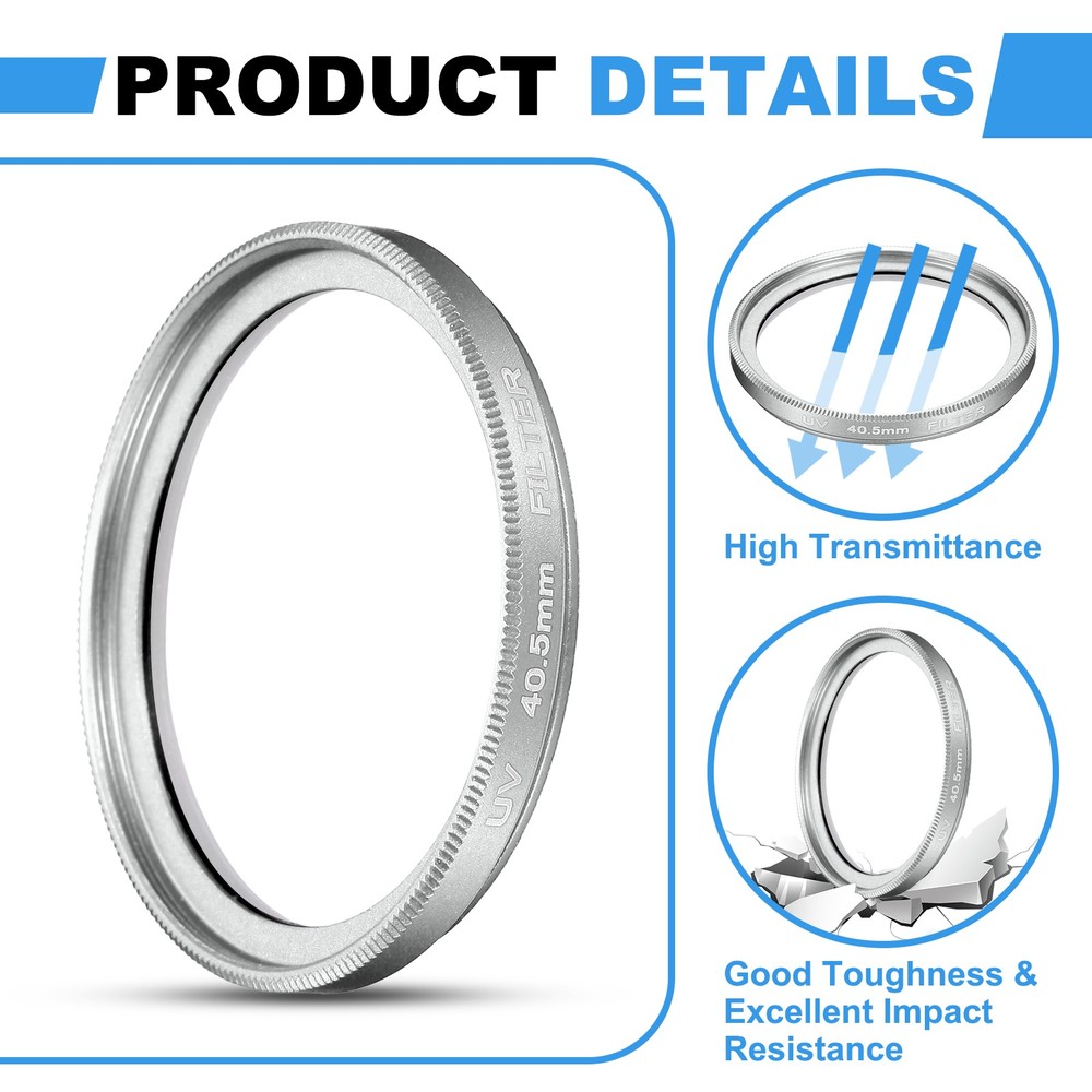 40.5mm Ultra Slim Lens Filter Multi Coating Camera Len Filter, Silver