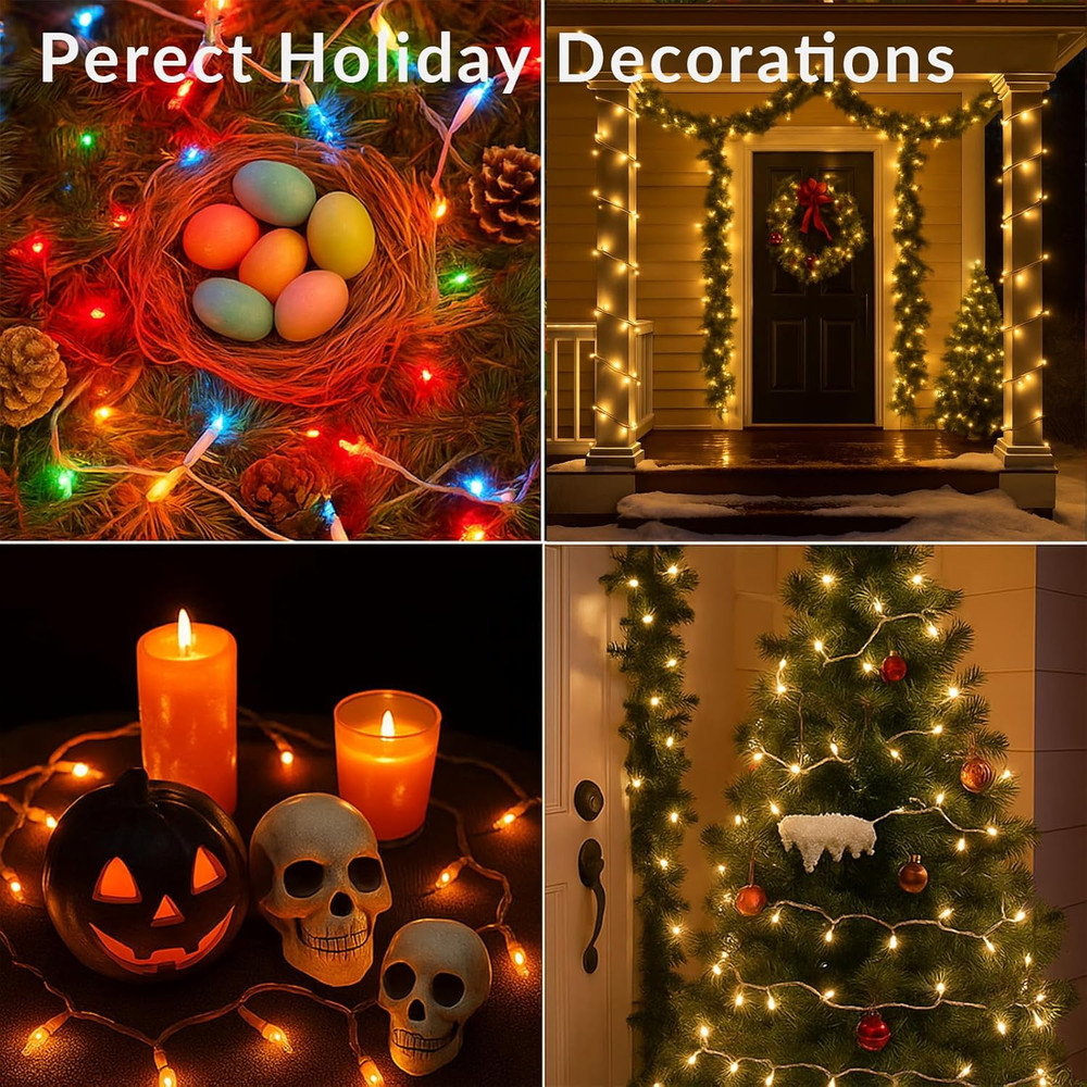 Christmas Lights White Wire Multi Mini String- UL Listed Connectable String Ligh