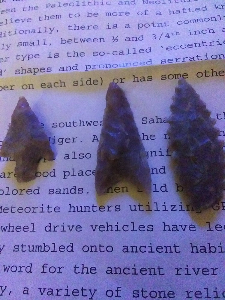 3 mixed Sahara Neolithic projectile points/tools Range from 4000 to 9000 yrs old