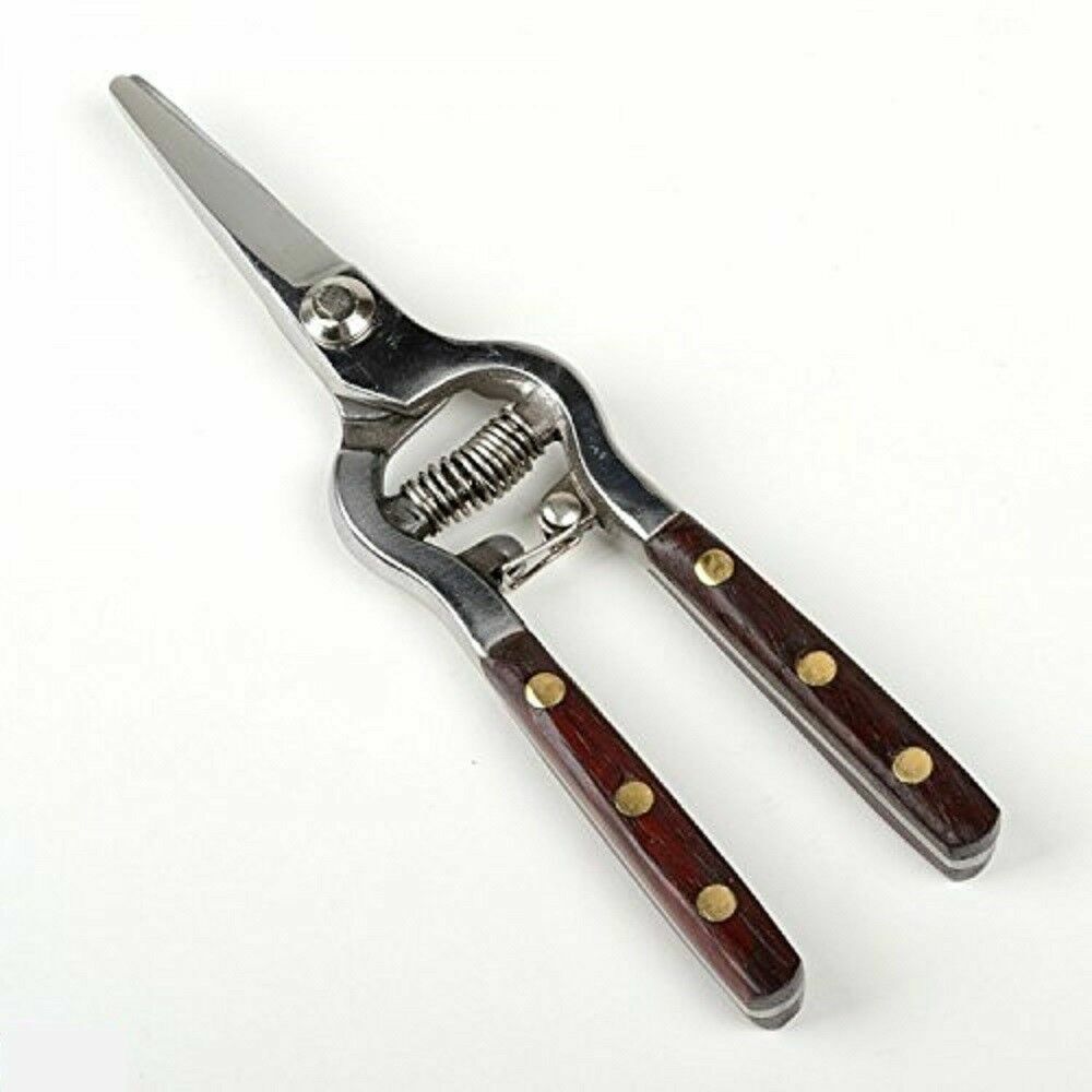 Quick Cut 8" Pruning Shear Spring Loaded Wood Handle Grape Pruning Shear