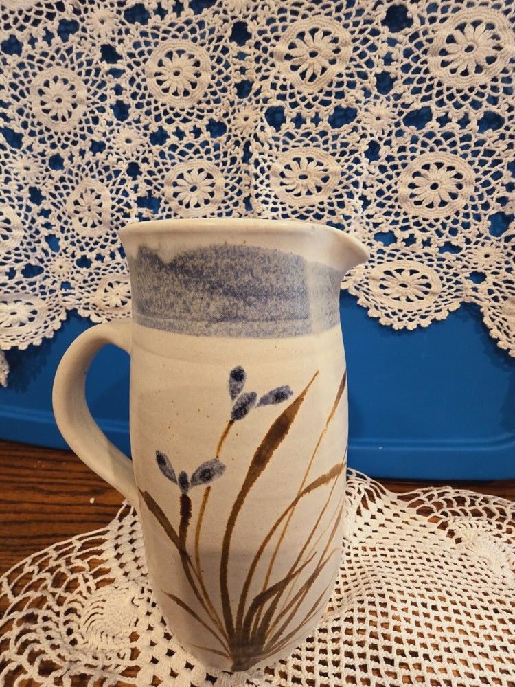 Signed Studio Art Pottery Pitcher 8" Beautiful!!