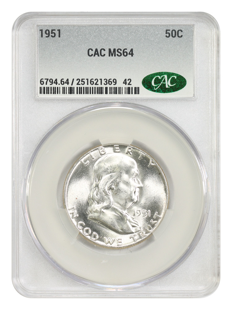 1951 50C CACG MS64 - Franklin Half Dollar