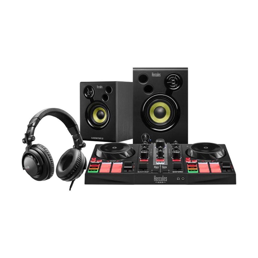 Hercules DJLEARNING KIT MK2 All-in-One DJ Controller Kit for Learning, Black