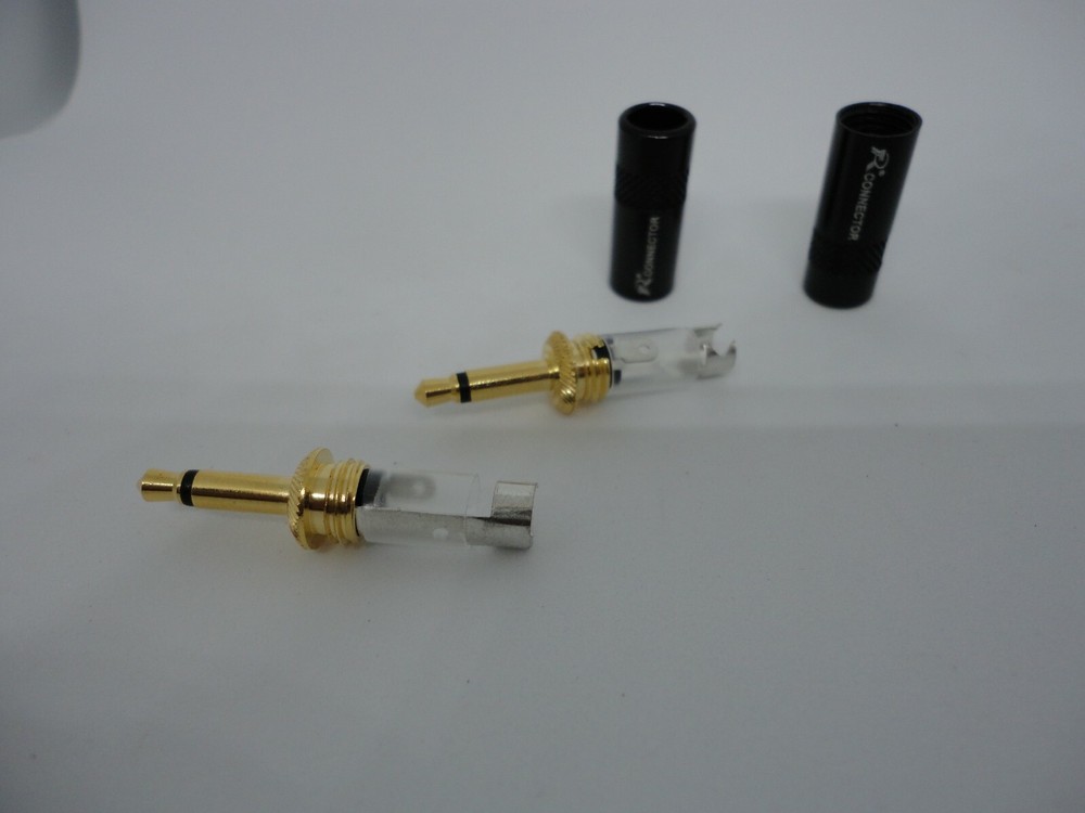 2Pcs Pack Mono 3.5mm DIY Wire Cable Tip Gold-Plated Plug Adapter Terminal Tip A+