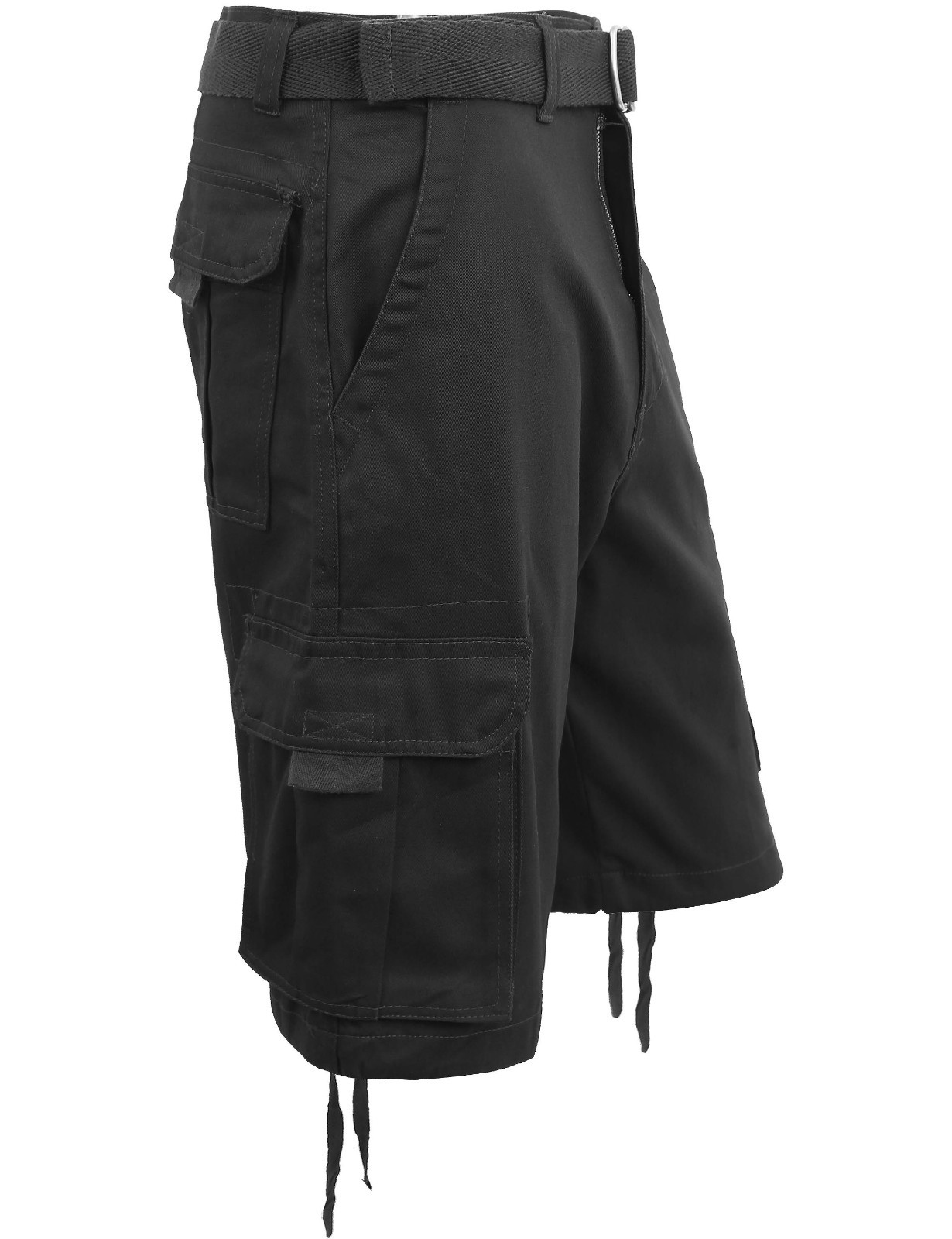 Mens Twill Cargo Shorts with Belt Loose Fit Multi Pocket Utility Wear Size 30-52