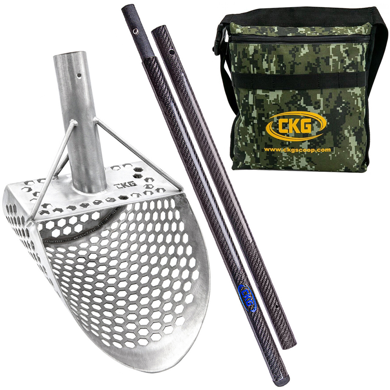 CKG Sand Scoop Handle Pole Metal Detecting Carbon Rod Detector Shovel Sifting