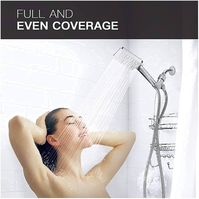 Premium Handheld Shower Head with 6-Spray Patterns - Chrome