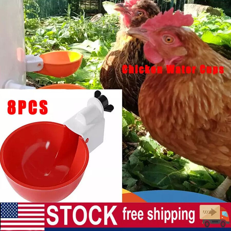 8Pcs Automatic Poultry Drinking Cups - Chicken Water Feeder Waterer Cups for Hem