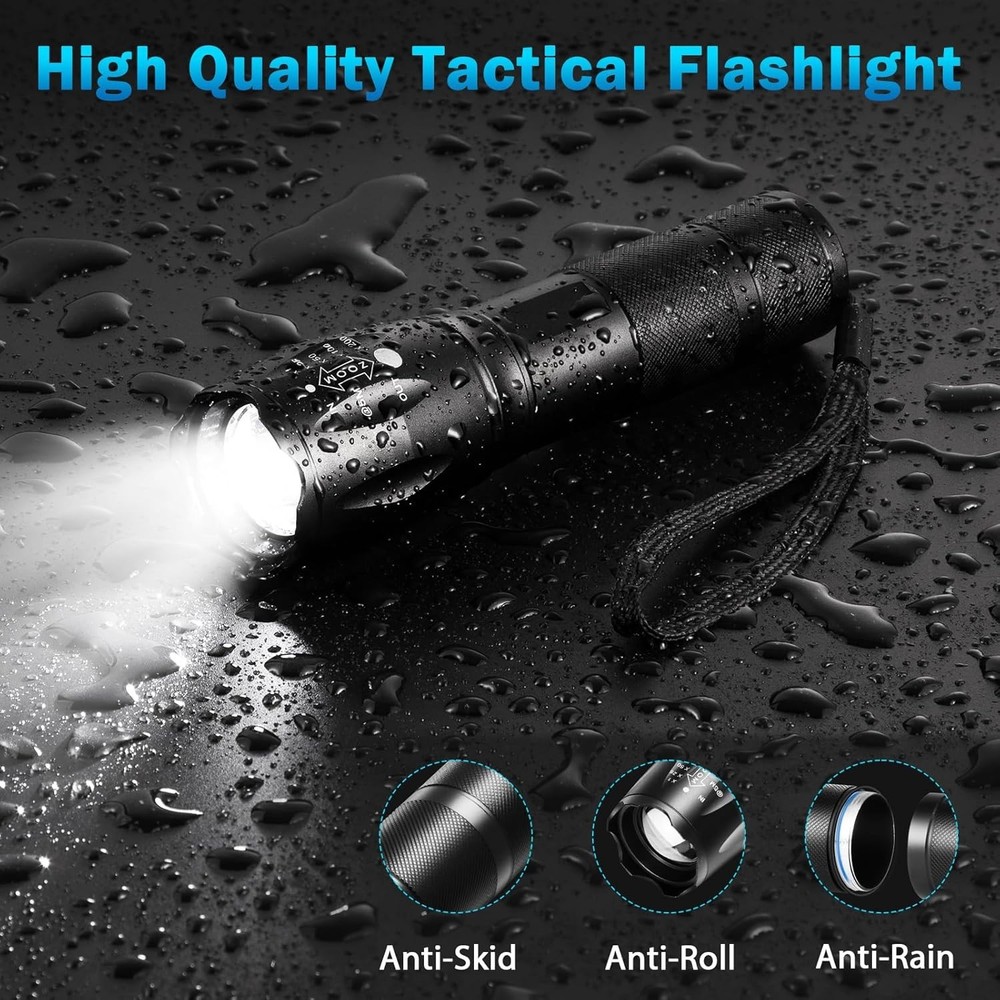 5 Mode Tactical LED Flashlight, High Lumens Mini Flash Light for Camping, 6 Pack