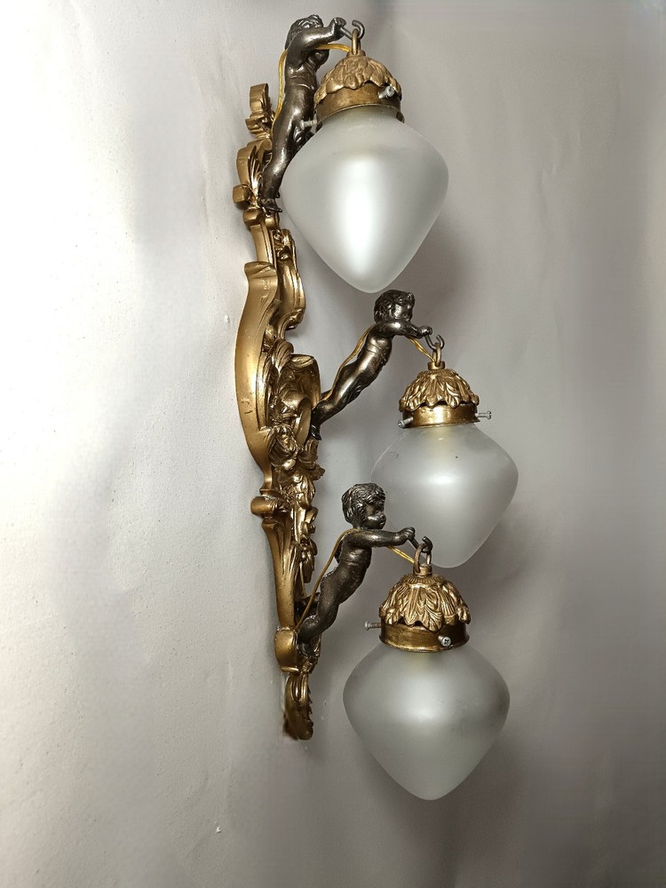 Wall light, Large palace sconce, Putti, Cupids, Rococo, Victorian Baroque