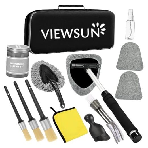 Windshield Cleaner Tool, 13Pcs Car Interior Cleaning Kit, Car Detailing Grey