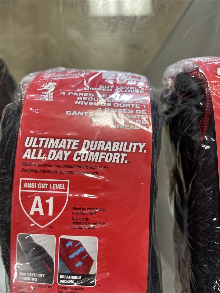 Medium Red Nitrile Level 1 Cut Resistant Dipped Work Gloves(2 4-Pack)