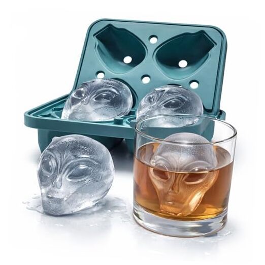ZENWARE Alien Ice Cube Mold –4 Large 3D Alien Head Ice Cubes (2.32") for