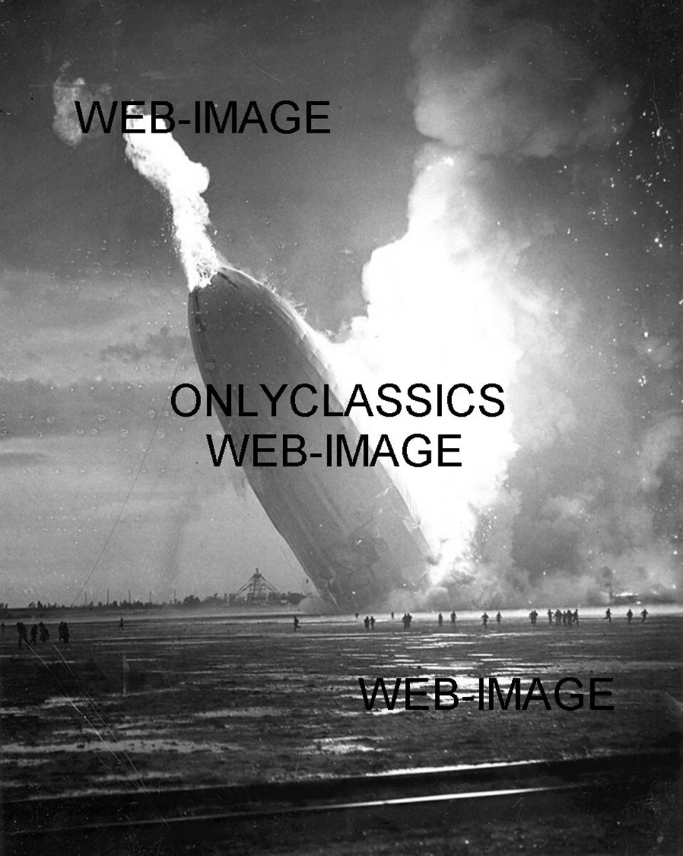 1937 HINDENBURG DIRIGIBLE BIG EXPLOSION LAKEHURST NEW JERSEY 8X10 PHOTO AVIATION