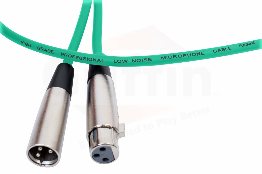 XLR Microphone Cables (2 Pack) by FAT TOAD | 50ft Pro Audio Green Mic Cord Patch