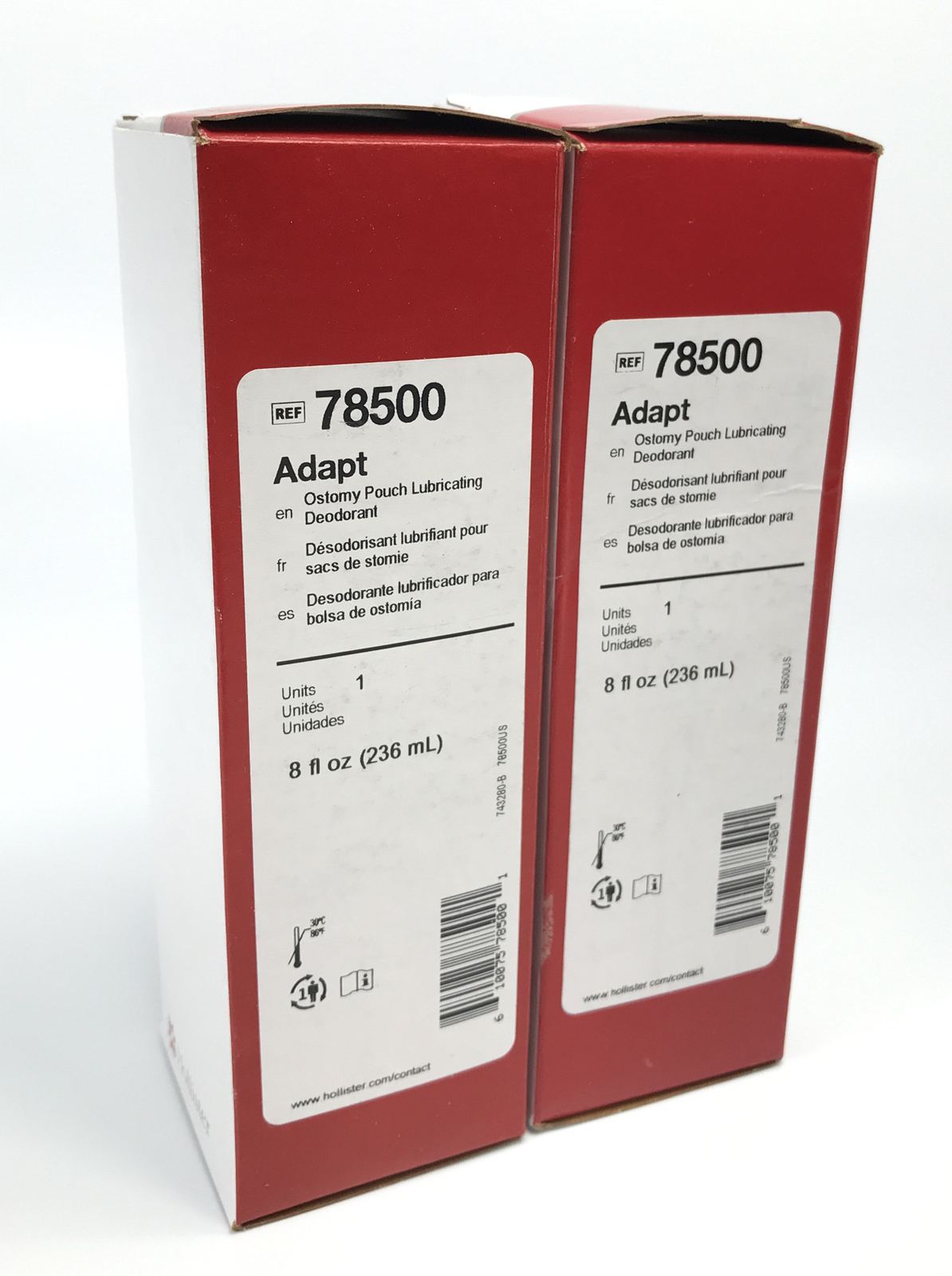 2 Hollister 78500 Adapt Ostomy Lubricating Deodorants 8 oz. Exp 2028