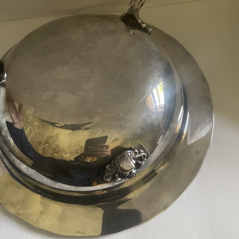 Vintage Webster Wilcox Silverplate Bowl Ornate Scroll Pattern 3 Footed 11”W