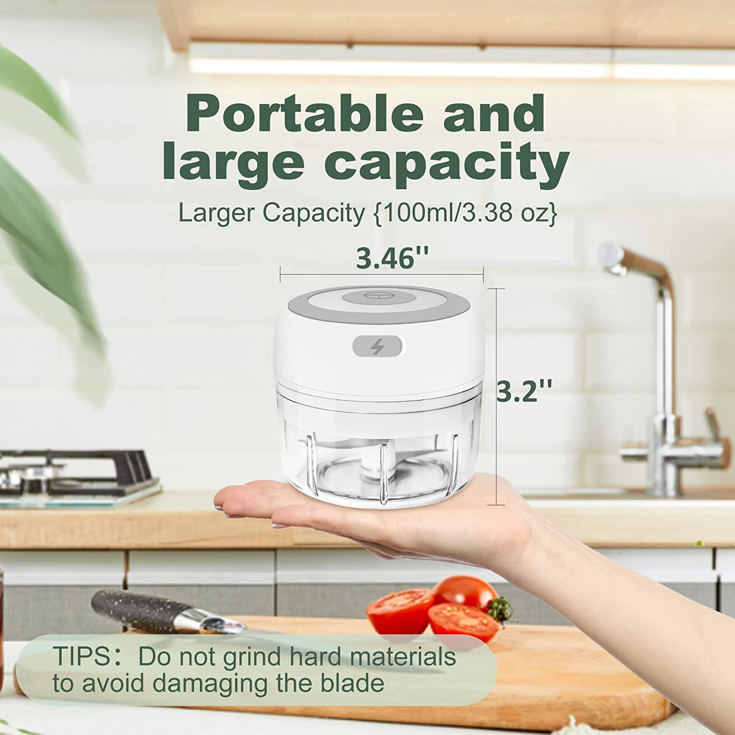 Electric-Herb-Grinder-Large-3.4oz-USB Rechargeable, 3.5'' Powerful Grinder for D