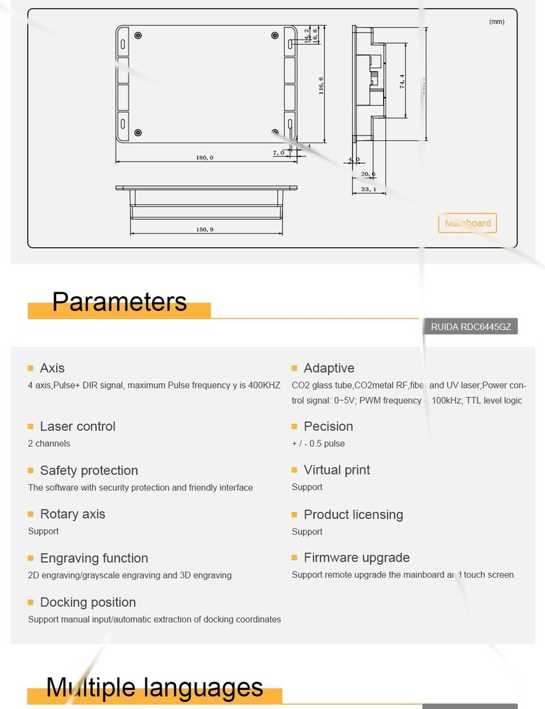 For Cutting Engraving Machine Ruida RDC6445GZ Co2 Laser DSP Controller System