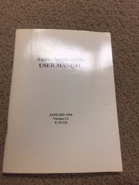 AUDIO APPLICATIONS USER MANUAL JAN 1994 VERSION 2.1 BOOK PAPERBACK- 202