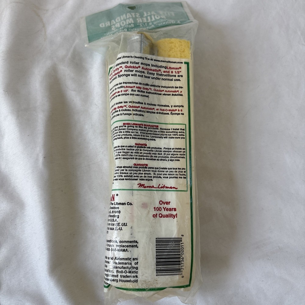 Libman Nitty Gritty Roller Mop Refill #02011 USA Also Fits Quickie Automatic NEW