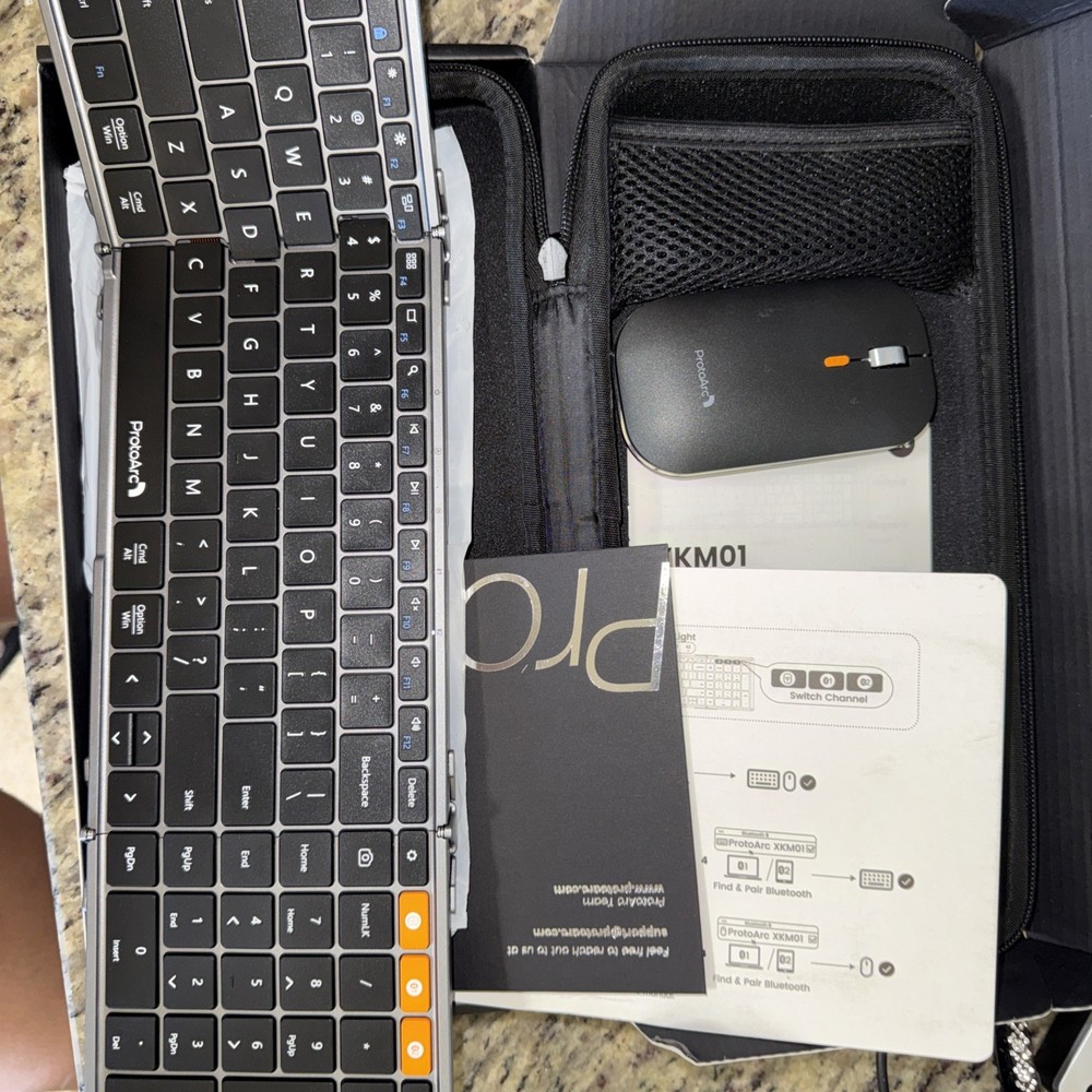 ProtoArc XKM01 Foldable Full-Size Wireless Keyboard and Mouse Combo