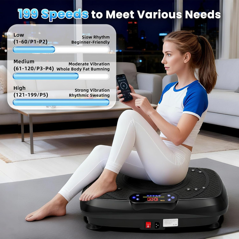 Vibration Plate Exercise Machine, Full Body Exercise Equipment, 199 Adjustable S