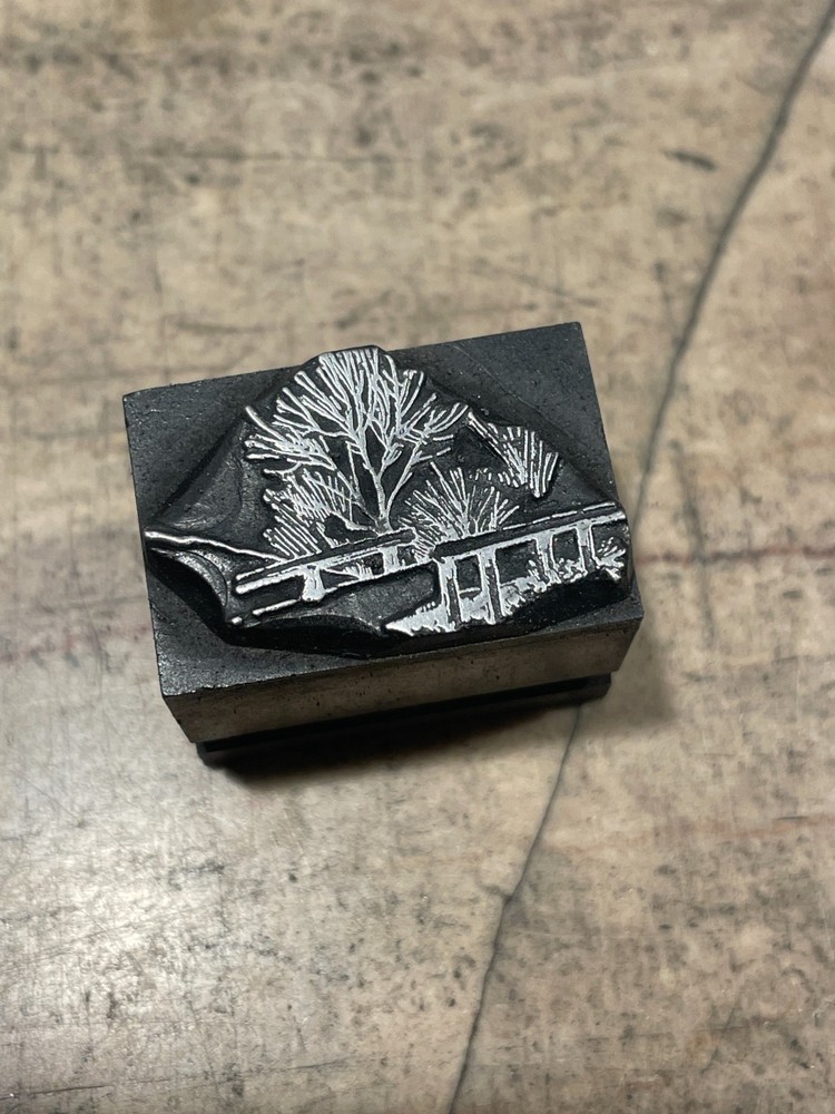 Printing Letterpress Printers Block Foundry Cast Bridge & Tree (2136)