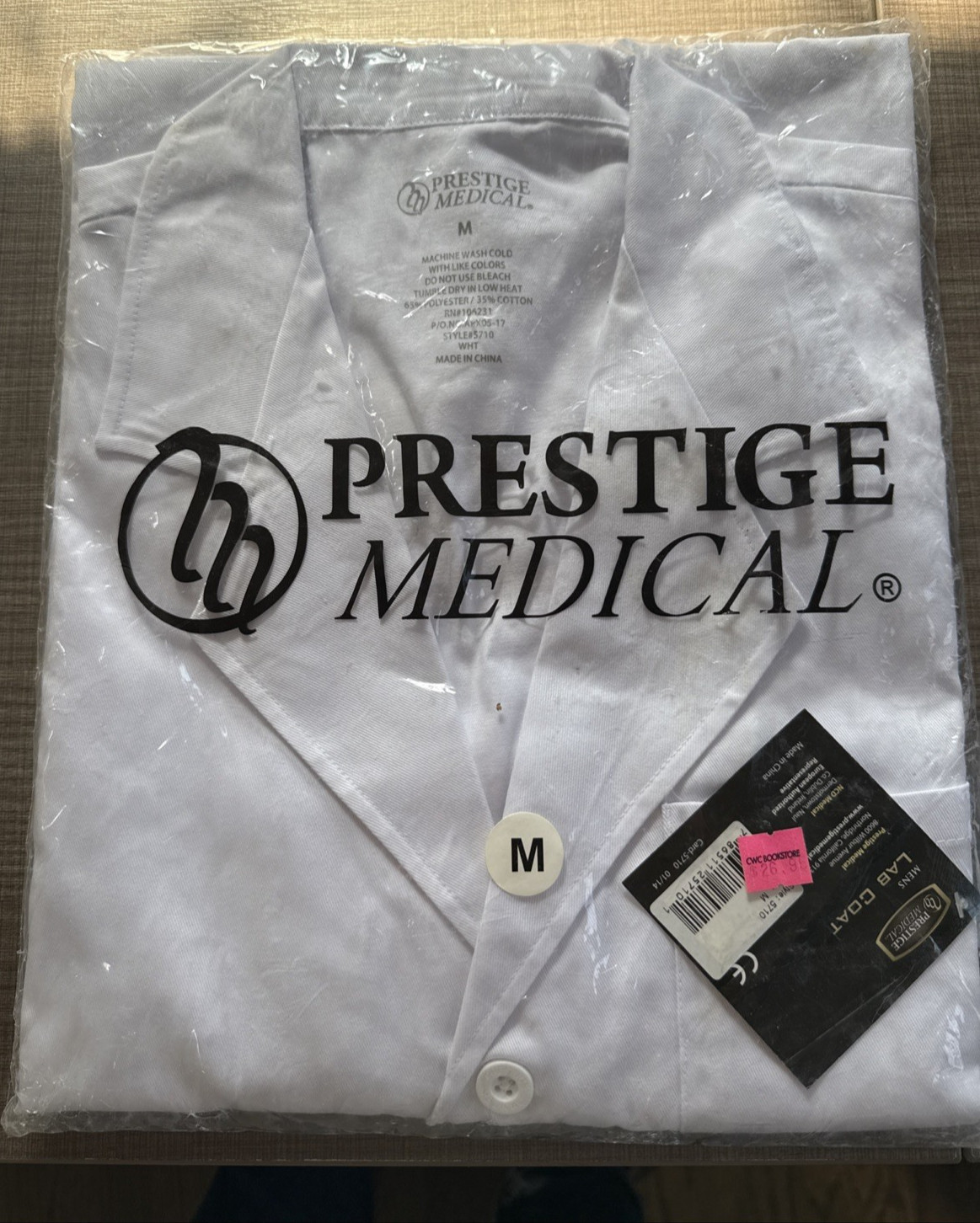 Mens Adult Prestige Medical Fashion Lab Coat Model 5710 3 Pocket Size Medium NWT