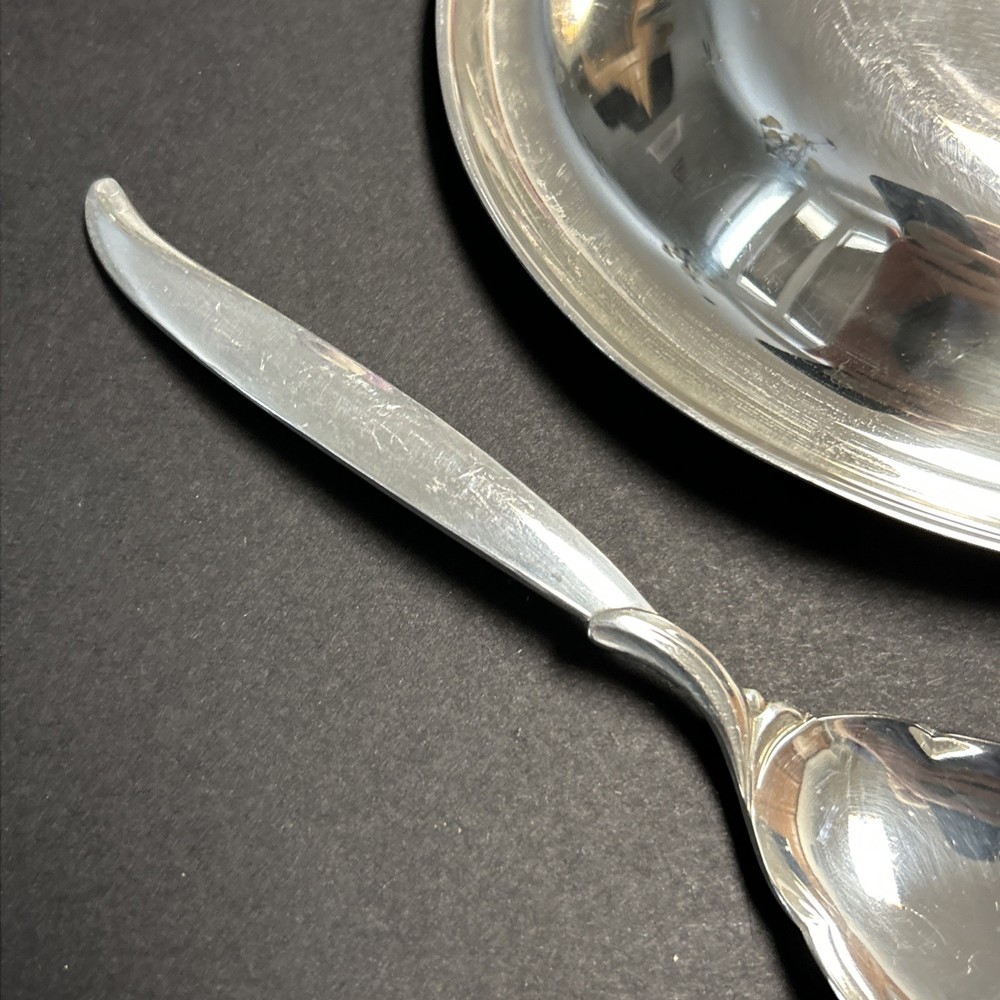 1847 Rogers & Bros Relish Dish And Spoon FLAIR Art Deco Modern I S Silverplate