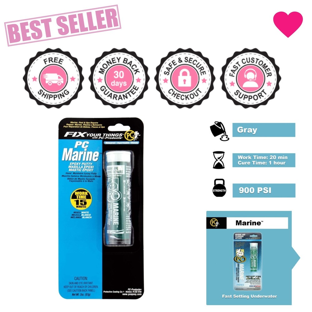 Strong Adhesion 2oz Epoxy Putty Stick by PC-Marine - Waterproof & UV Resistant
