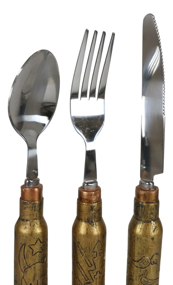 Western Hunter Rifle Ammo Bullet Shell Casing Flatware 1 Spoon Fork Knife Set