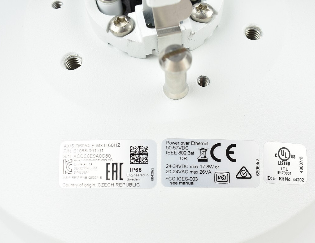 AXIS Q6054-E MK II 60HZ 01068-001-01 30X Optical Zoom PTZ Network Camera