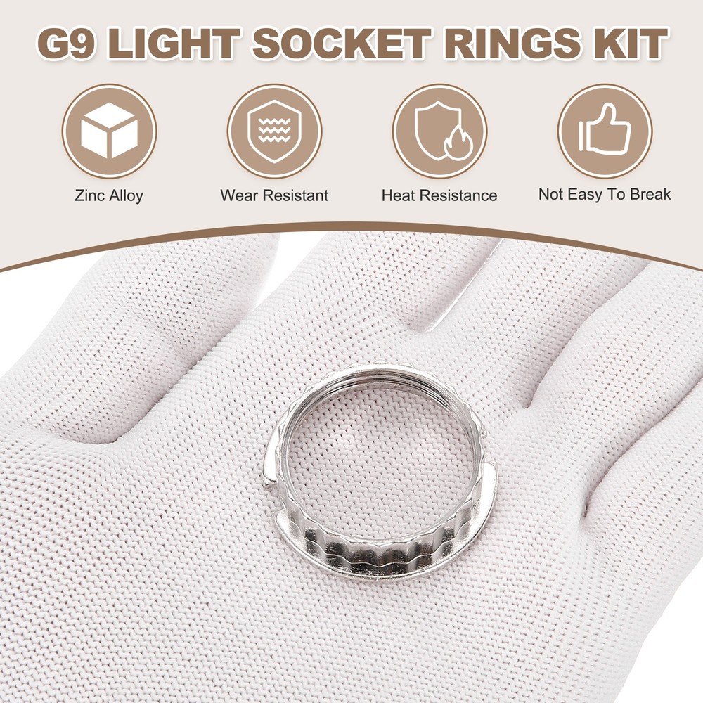 7 Pcs G9 Light Socket Rings Metal for 1-1/16in Thread Diameter G9 Socket(Big)