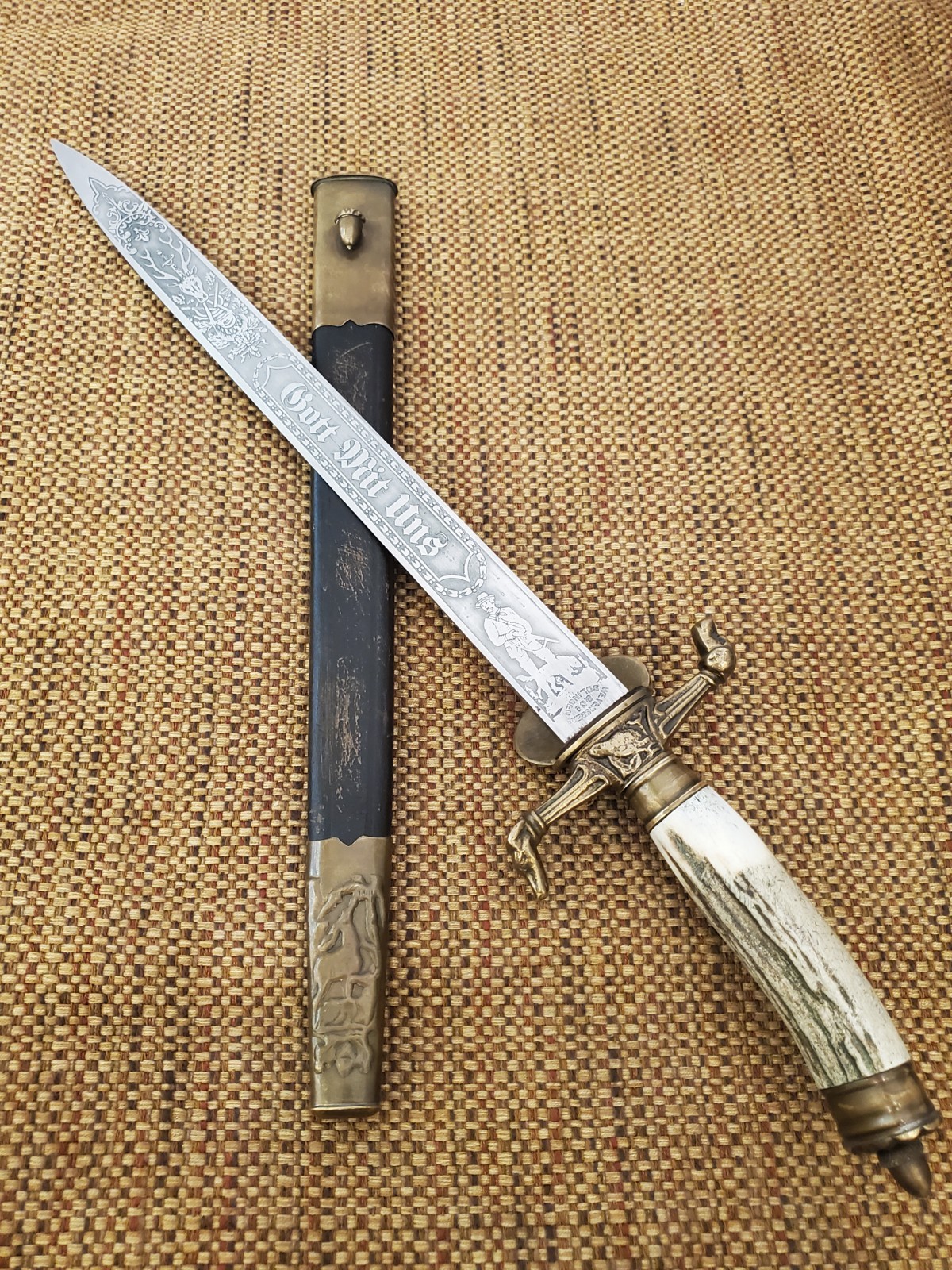 German Weyersberg & Co Solingen Hirschfanger Hunting Dagger"Gott Mit Uns" c.1900