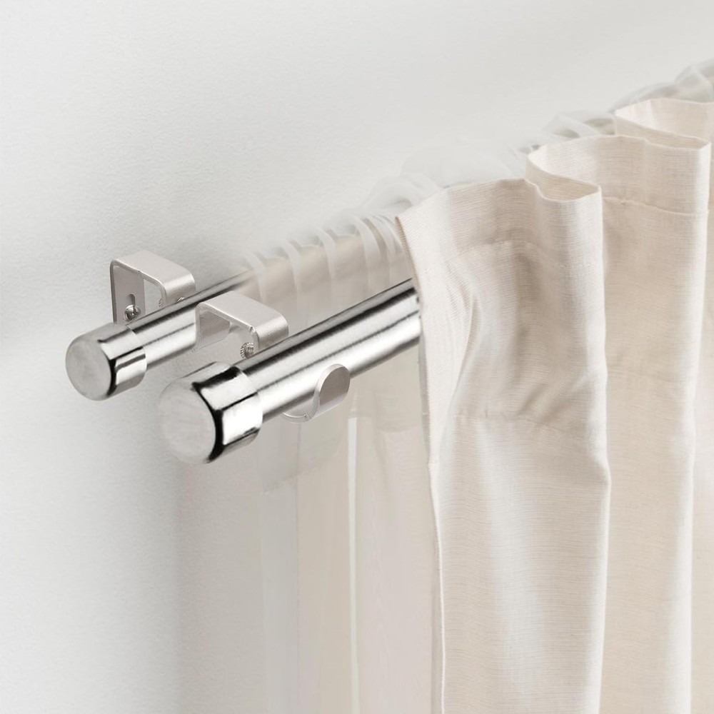 Shonmogar Double Curtain Rod Bracket,6 Pack Metal Holders Silver