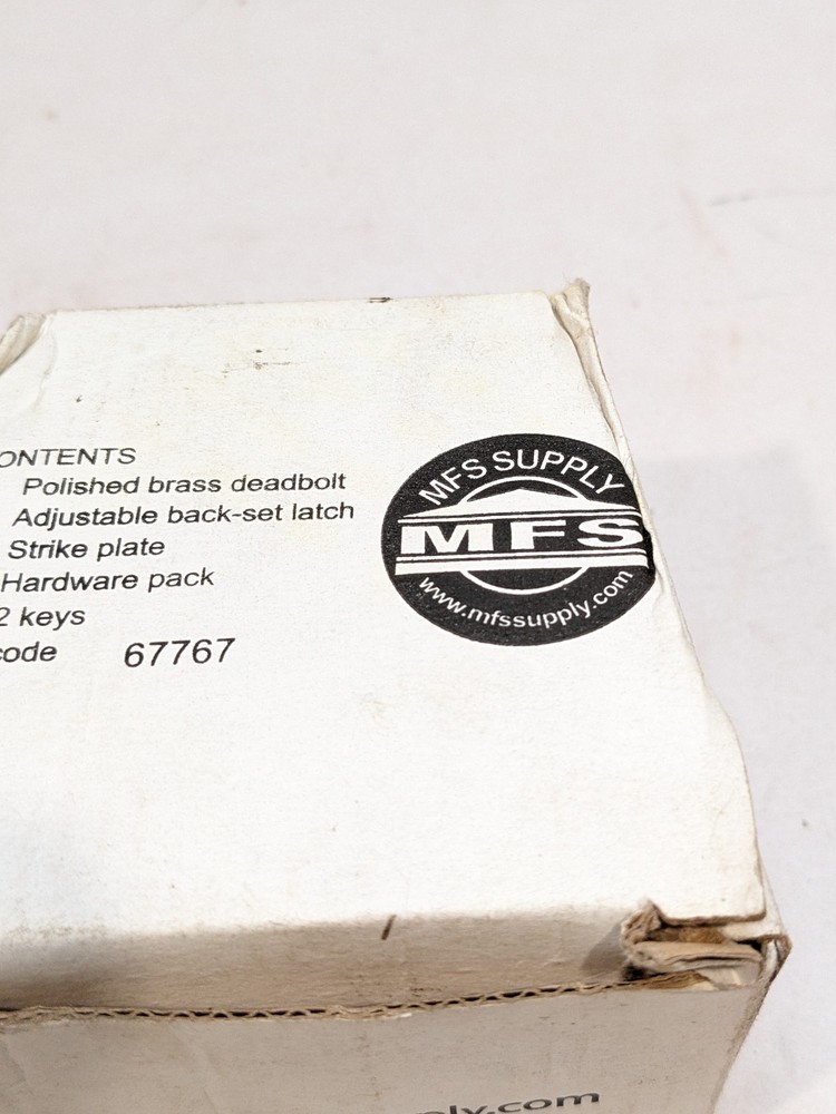 MFS Supply Polished Brass Single Cylinder Deadbolt Adjustable Backset