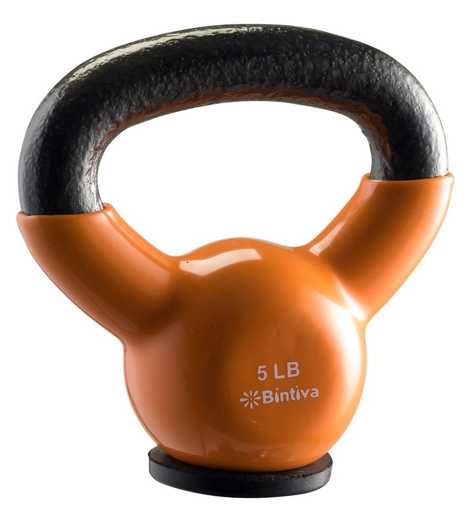 Coded Cast Iron Kettlebell with Special Protective Bottom 5lb Strength Training