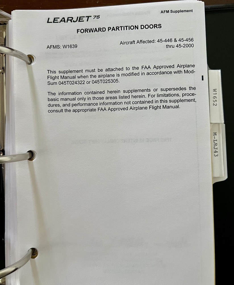 Learjet 75 Airplane Flight Manual (AFM)