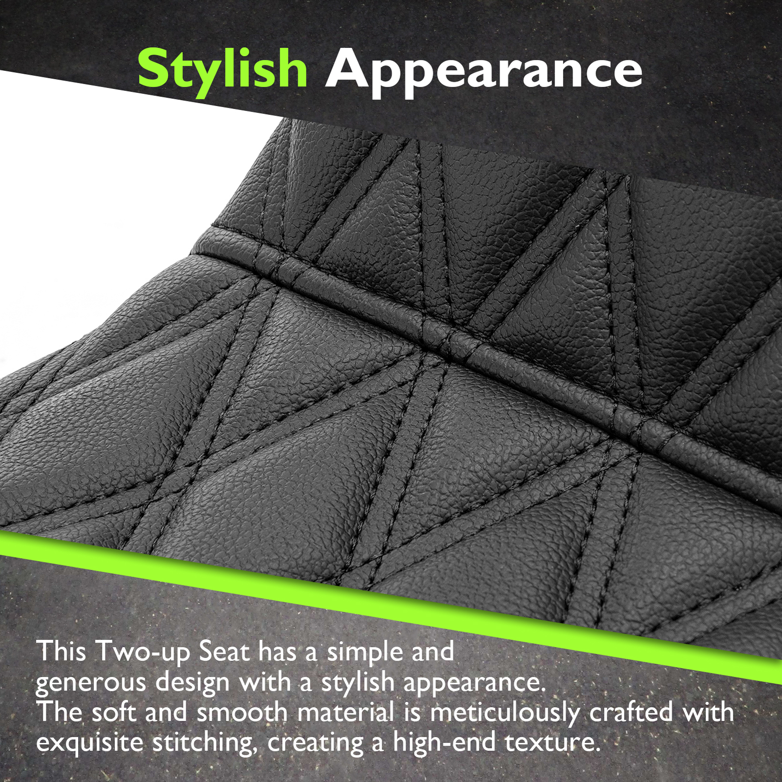 MOFUN Black Double Stitching 2-up Driver Passenger Seat For Harley Touring 08-23